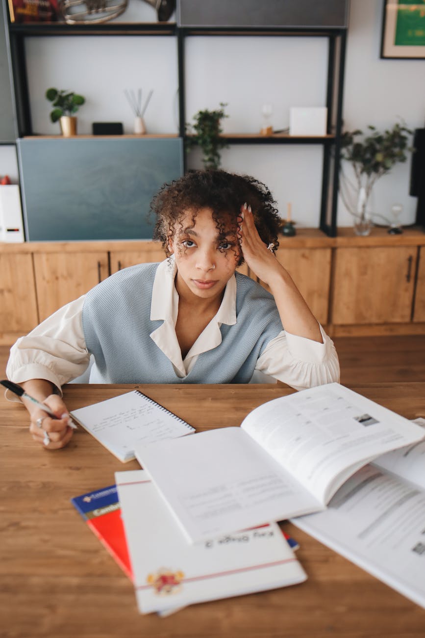 student doing her homework