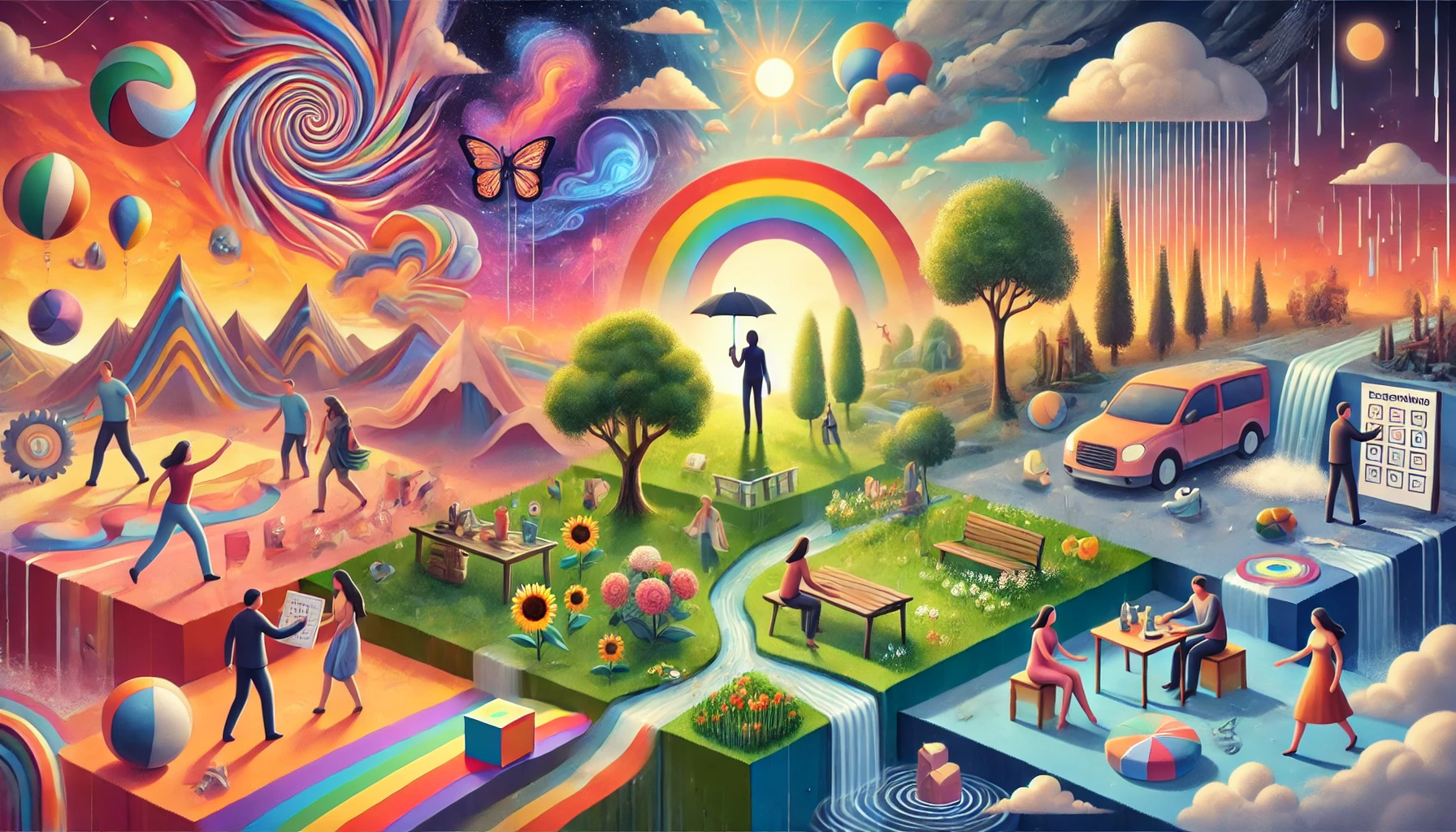 Illustration of the Big 5 Personality Test showing different personality traits.