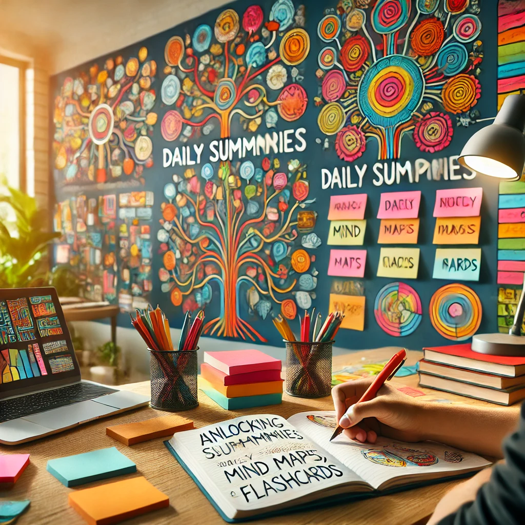 summaries with mindmaps and flashcards